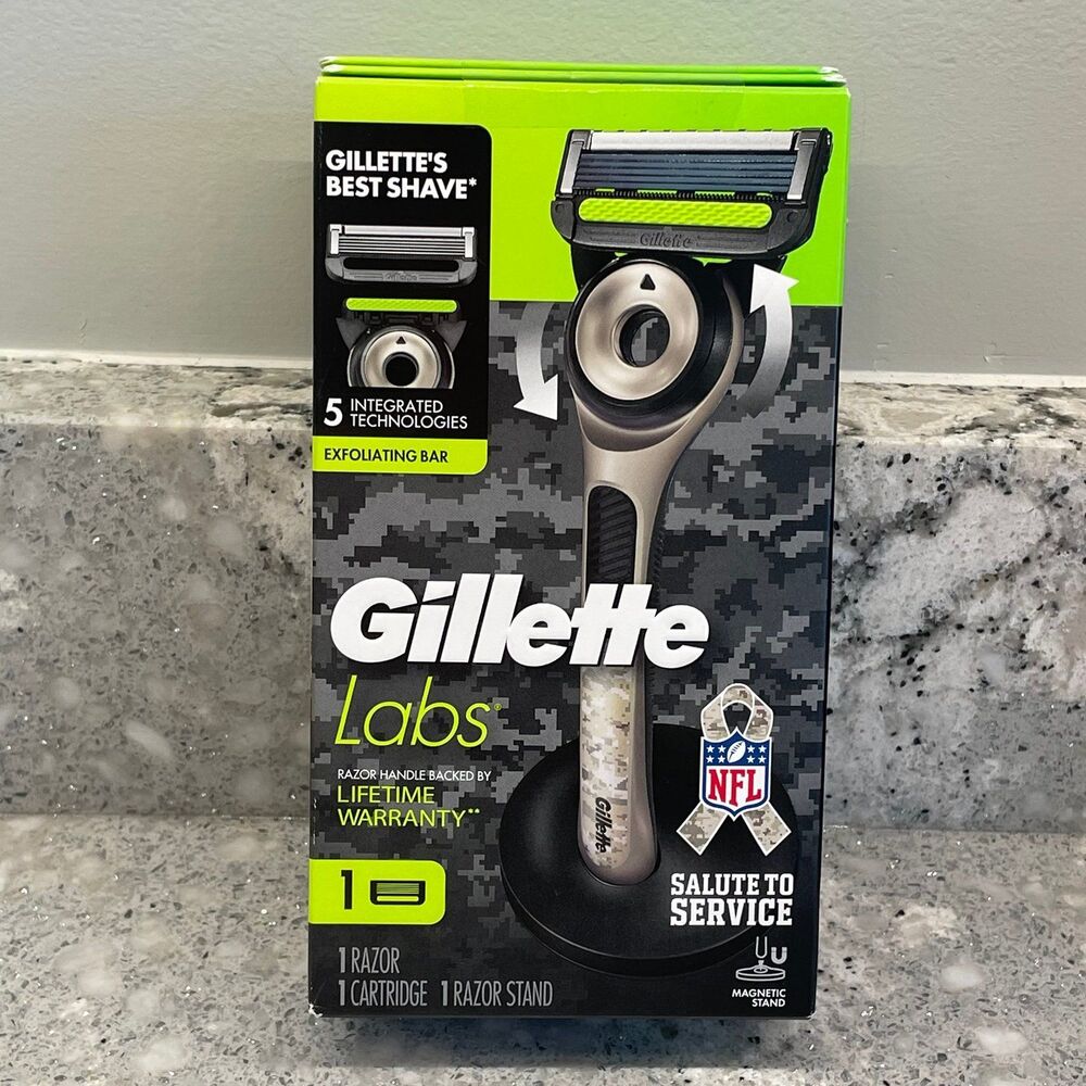Gillette Labs NFL Salute to Service Razor with Exfoliating Bar & Magnetic Stand